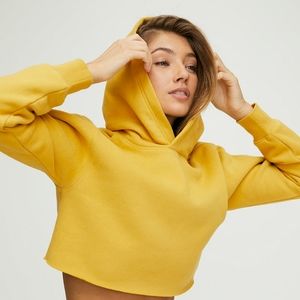 Aritzia Perfect Cropped Hoodie Medium Yellow